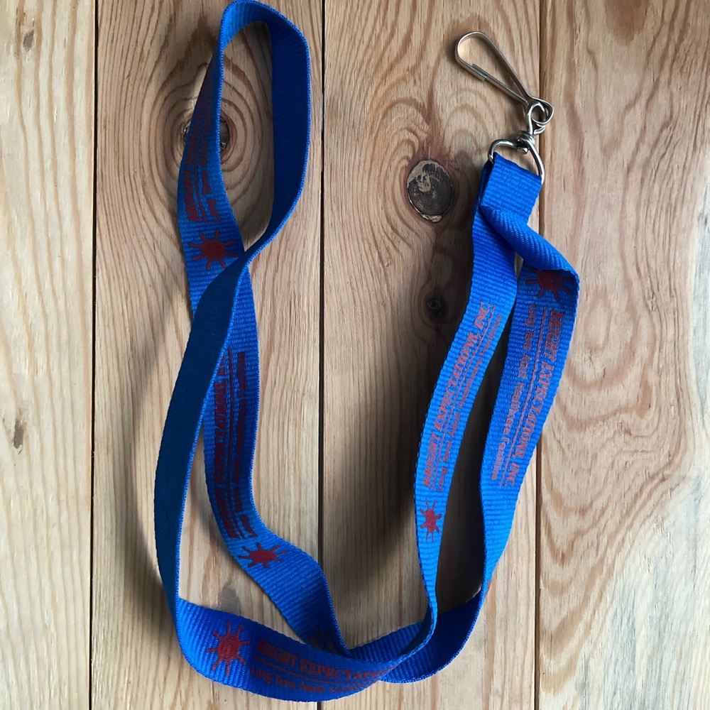 Blue and red lanyard
